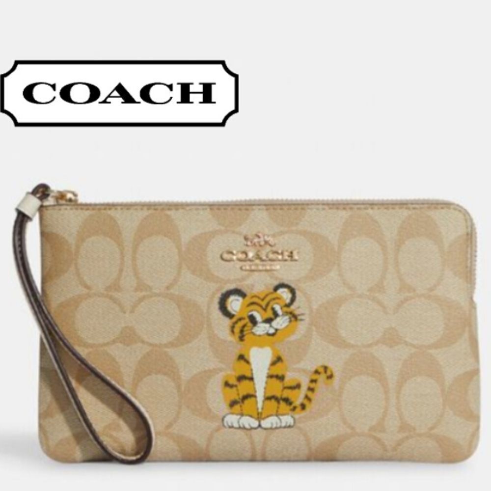 Coach LARGE Signature C and TIGER Print wristlet